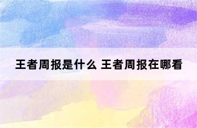 王者周报是什么 王者周报在哪看